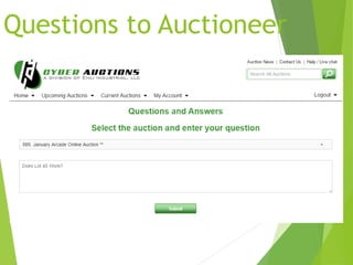 Questions to Auctioneer
 