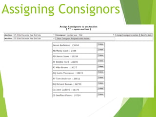 Assigning Consignors
 