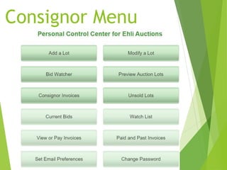 Consignor Menu
 