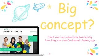 Big
concept?
Start your own unbeatable business by
launching your own On demand cleaning app
5
 