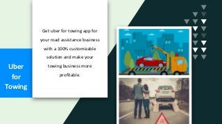 Uber
for
Towing
Get uber for towing app for
your road assistance business
with a 100% customizable
solution and make your
towing business more
profitable.
 