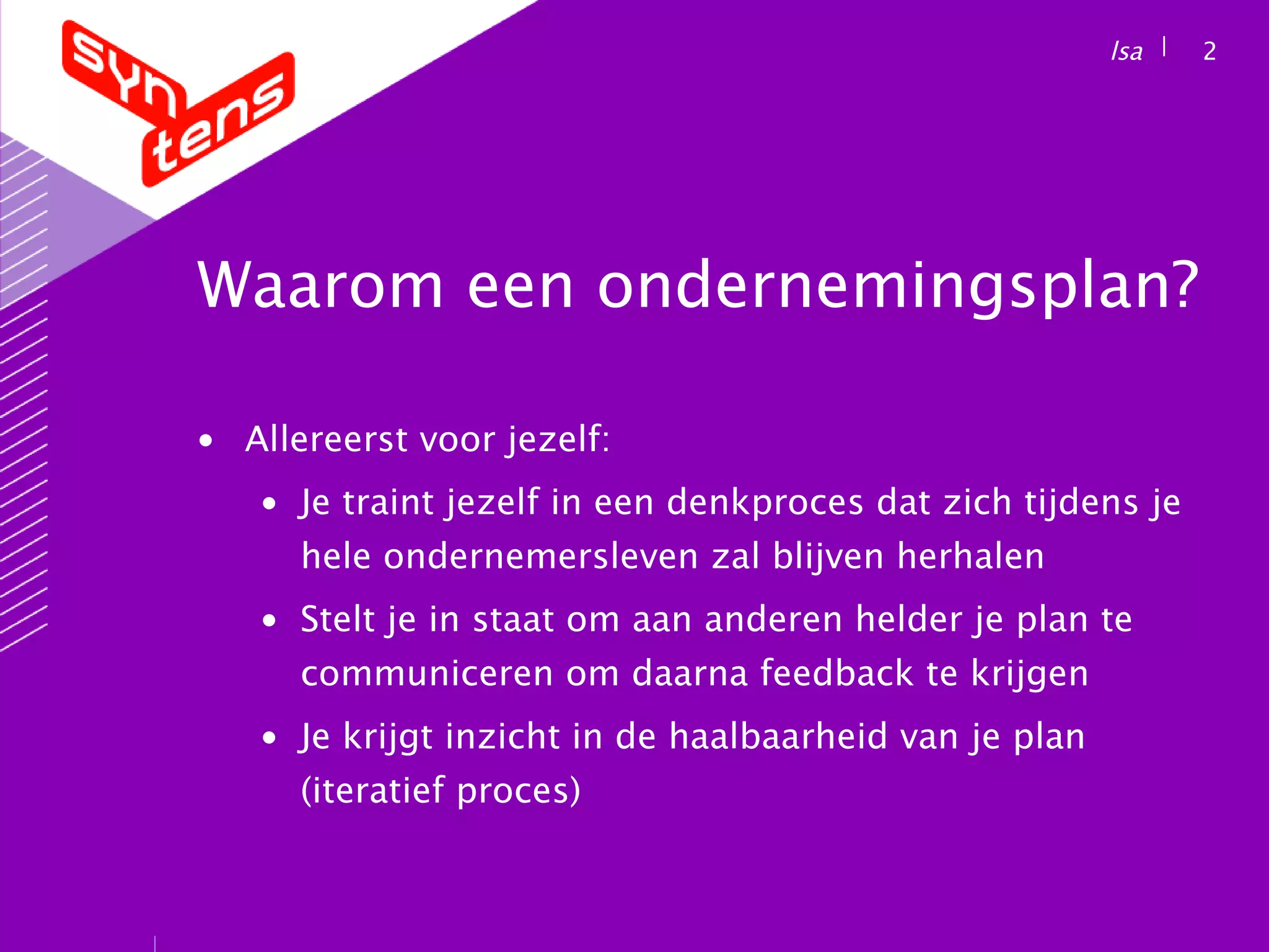 Ondernemingsplan | PPT