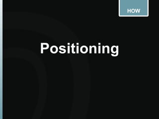 HOW
Positioning