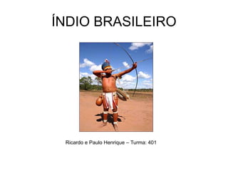 ÍNDIO BRASILEIRO
Ricardo e Paulo Henrique – Turma: 401
 