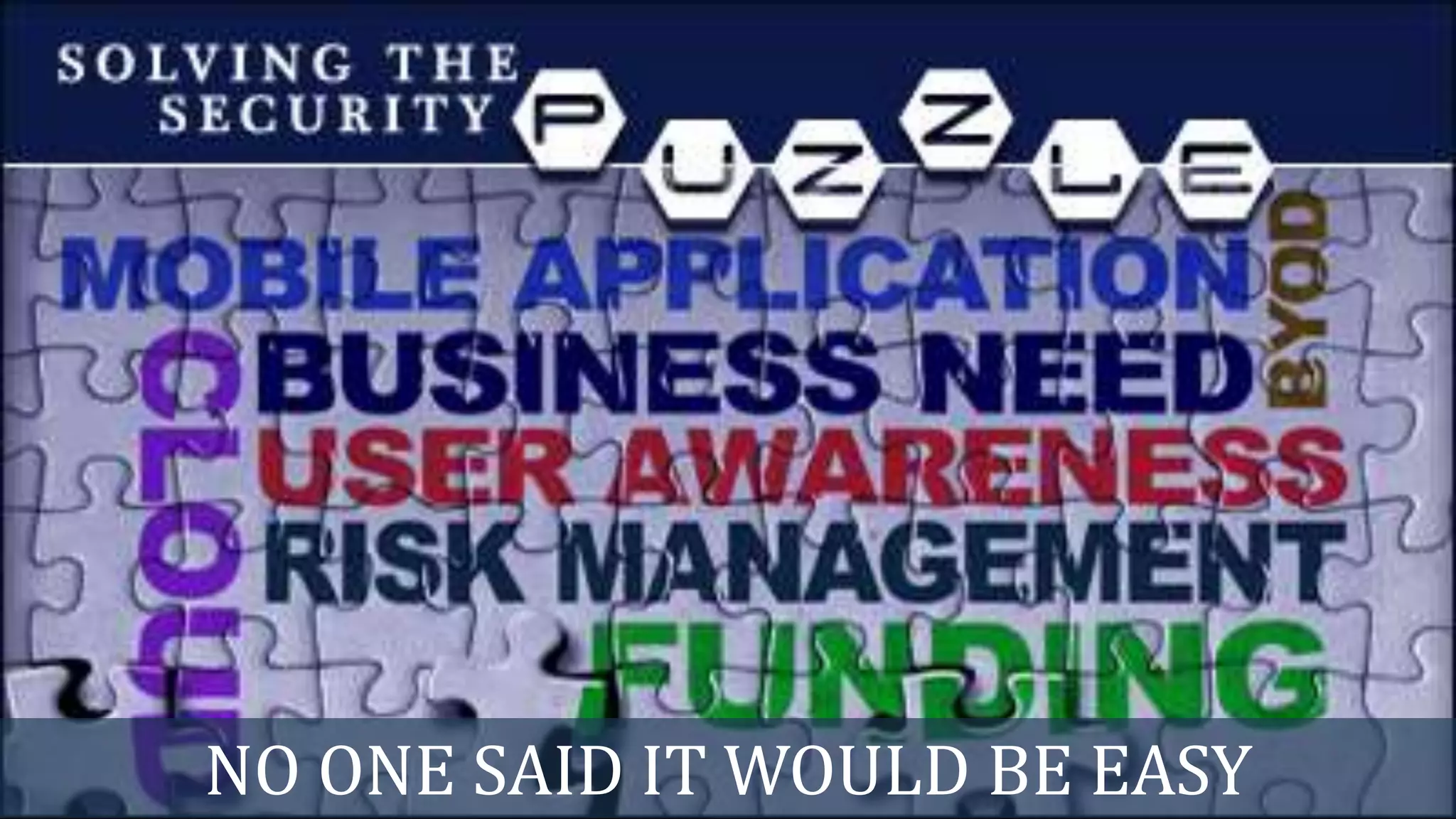 NO ONE SAID IT WOULD BE EASY
 