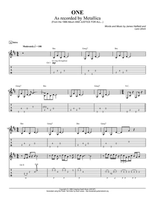 One Metallica Guitar Chords