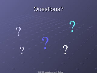 Questions? ? ? ? ? ? 