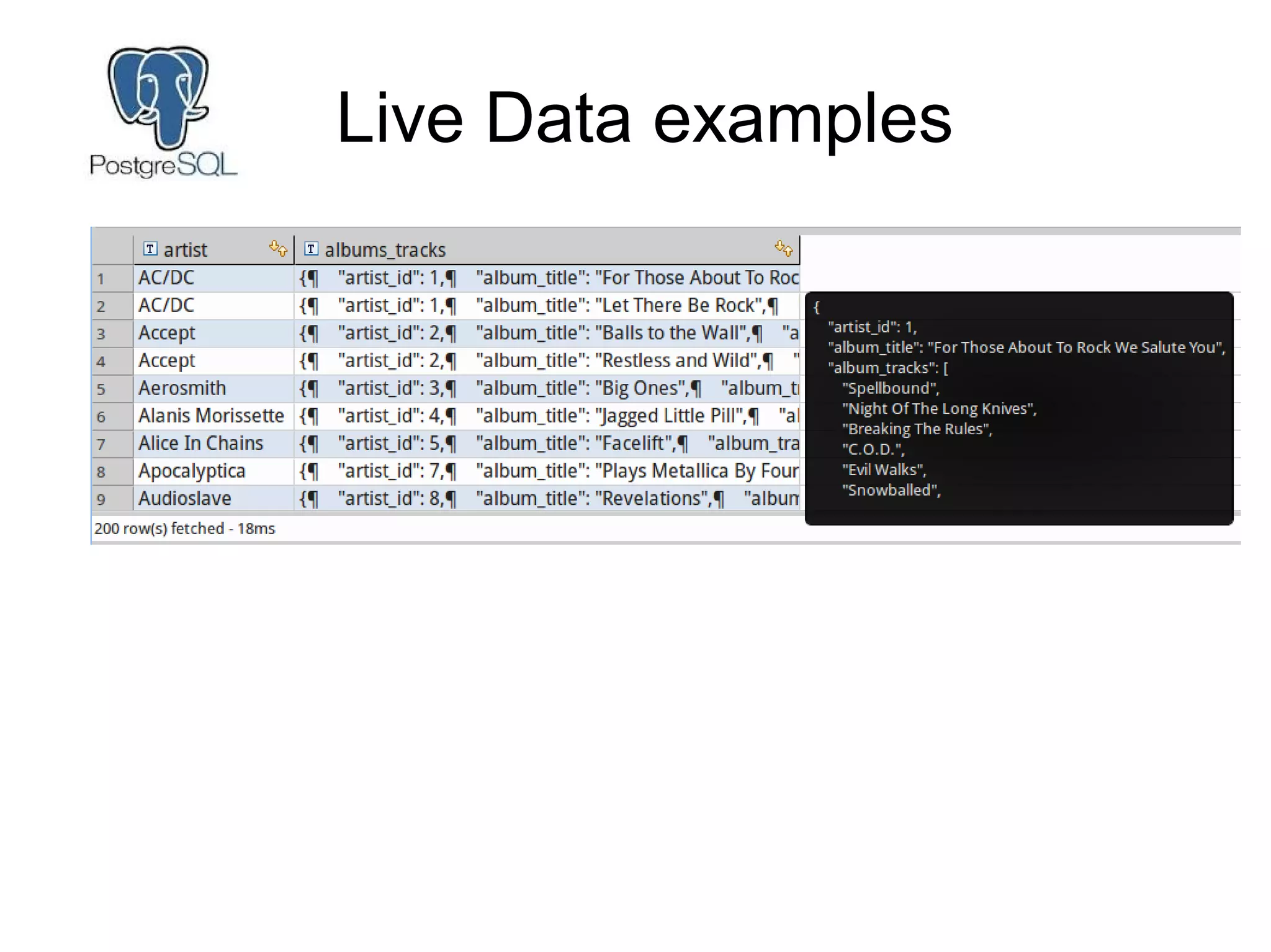 Live Data examples
 