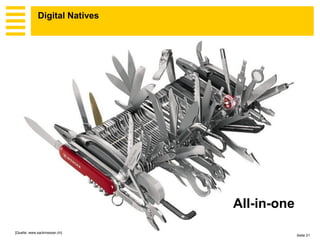 Digital Natives




                               All-in-one
[Quelle: www.sackmesser.ch]
                                            Seite 21
 
