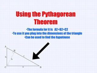 Using the Pythagorean Theorem ,[object Object],[object Object],[object Object]
