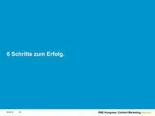 6 Schritte zum Erfolg.




09.05.12   28            ONE Kongress. Content Marketing. Namics.
 