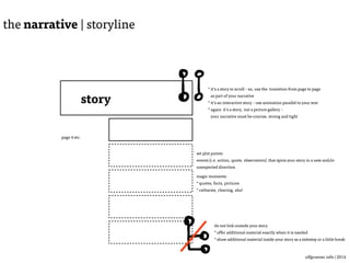 Ulf Grüner | www.ulfgruener.de | 2015
the narrative | tell your story
you‘re going to tell a story. not to build a picture gallery.
so, do it like Hollywood, write a screenplay.
and make it more parallax, more interactive.
8
 