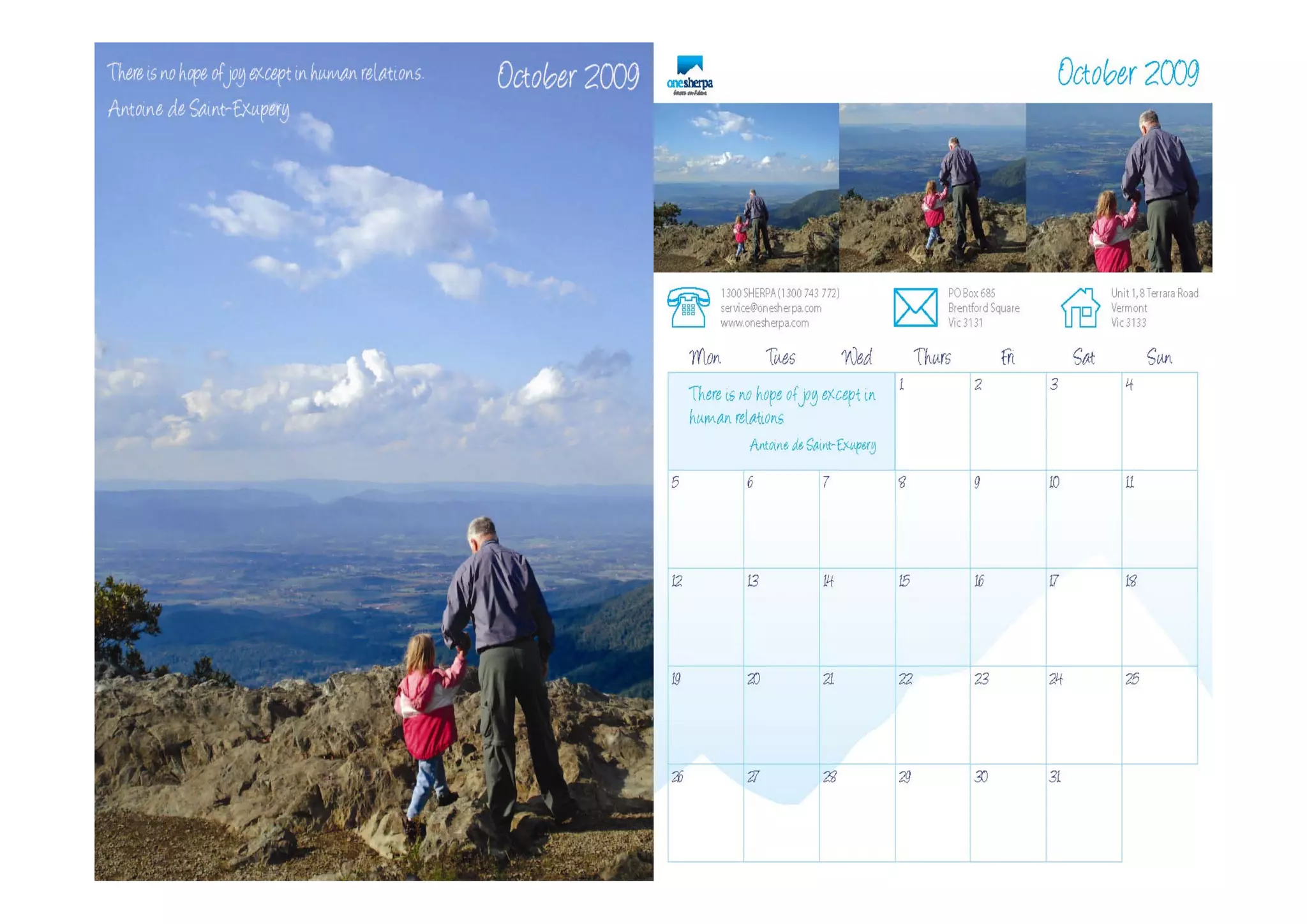One Sherpa Calender