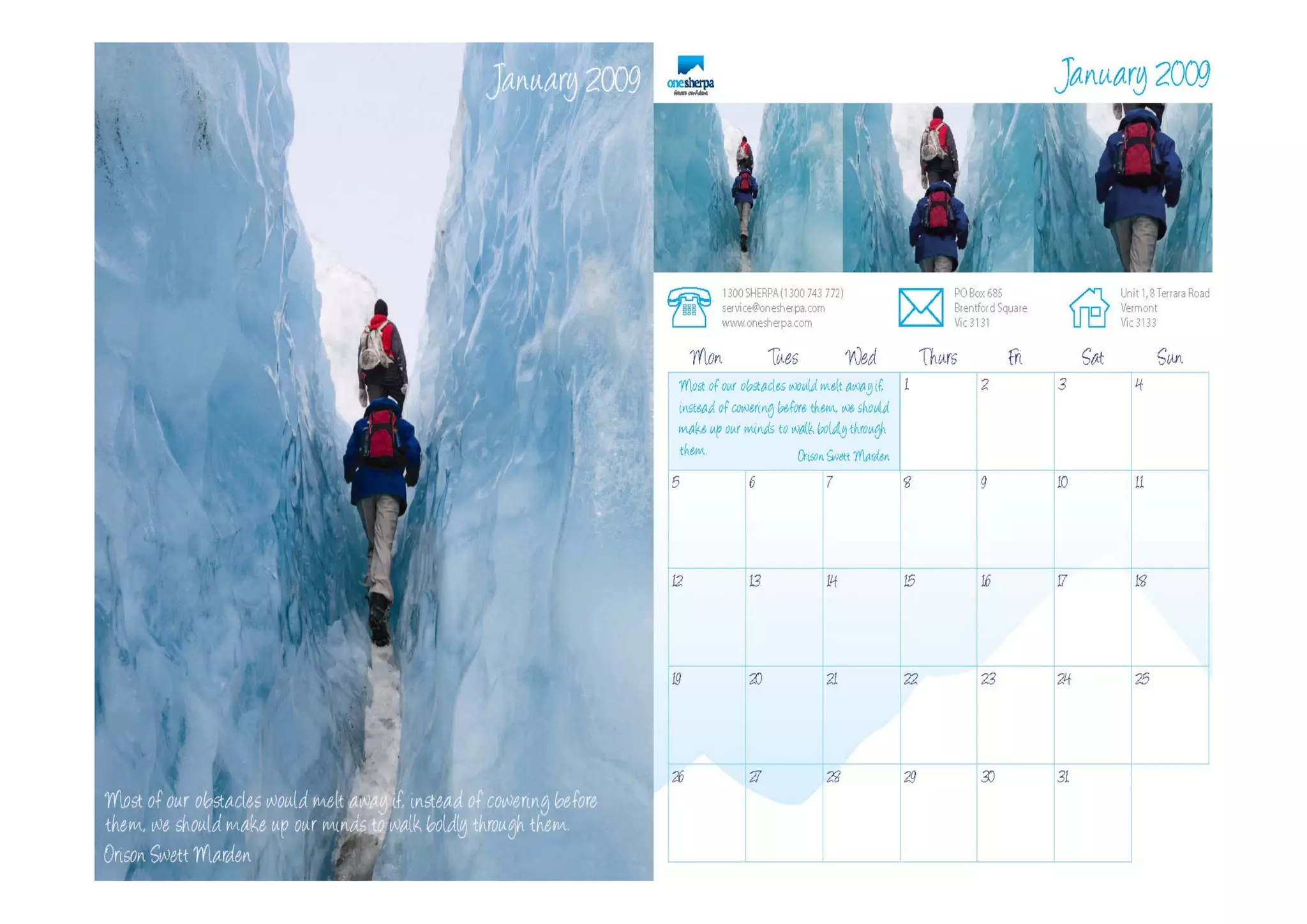 One Sherpa Calender