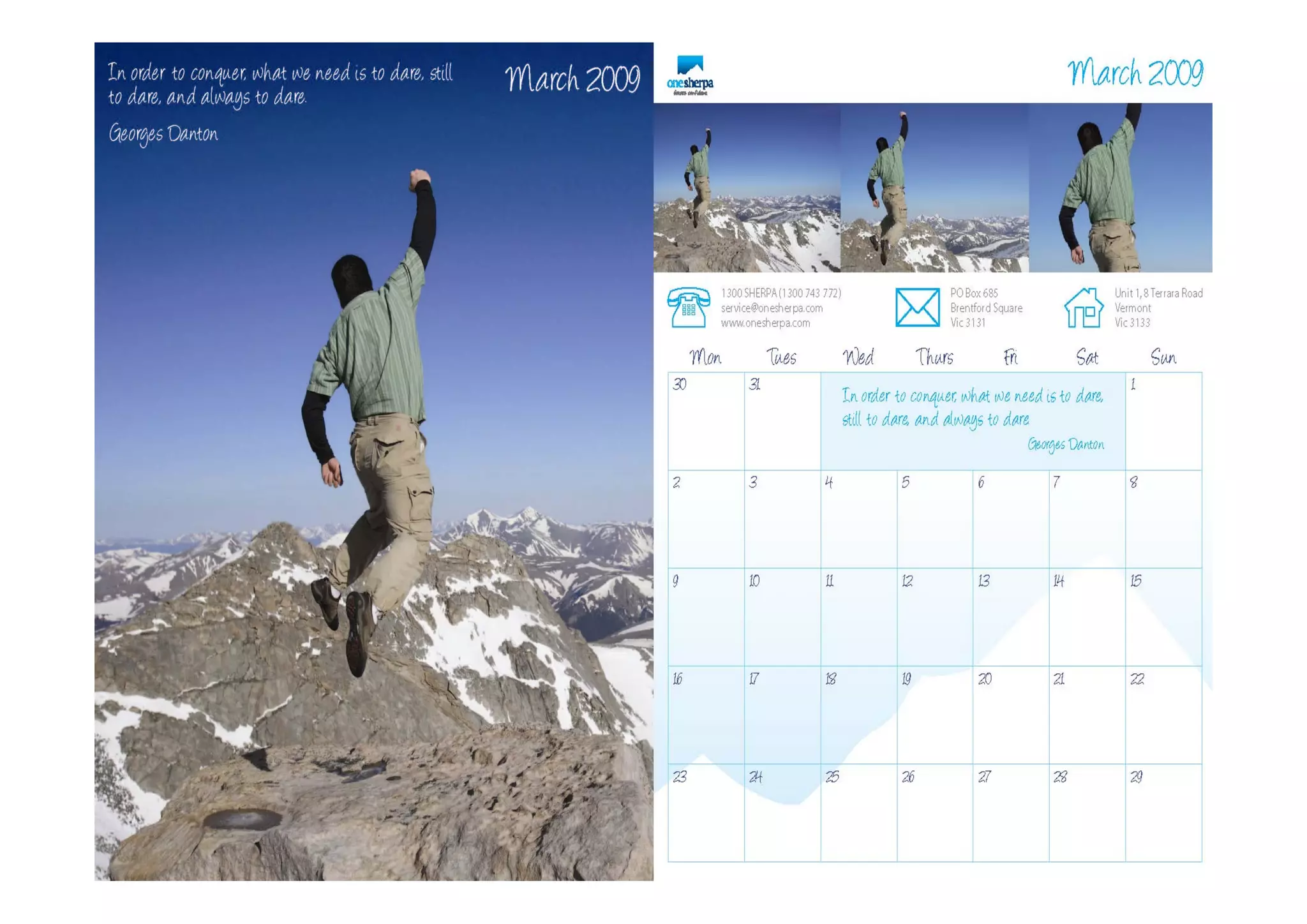 One Sherpa Calender