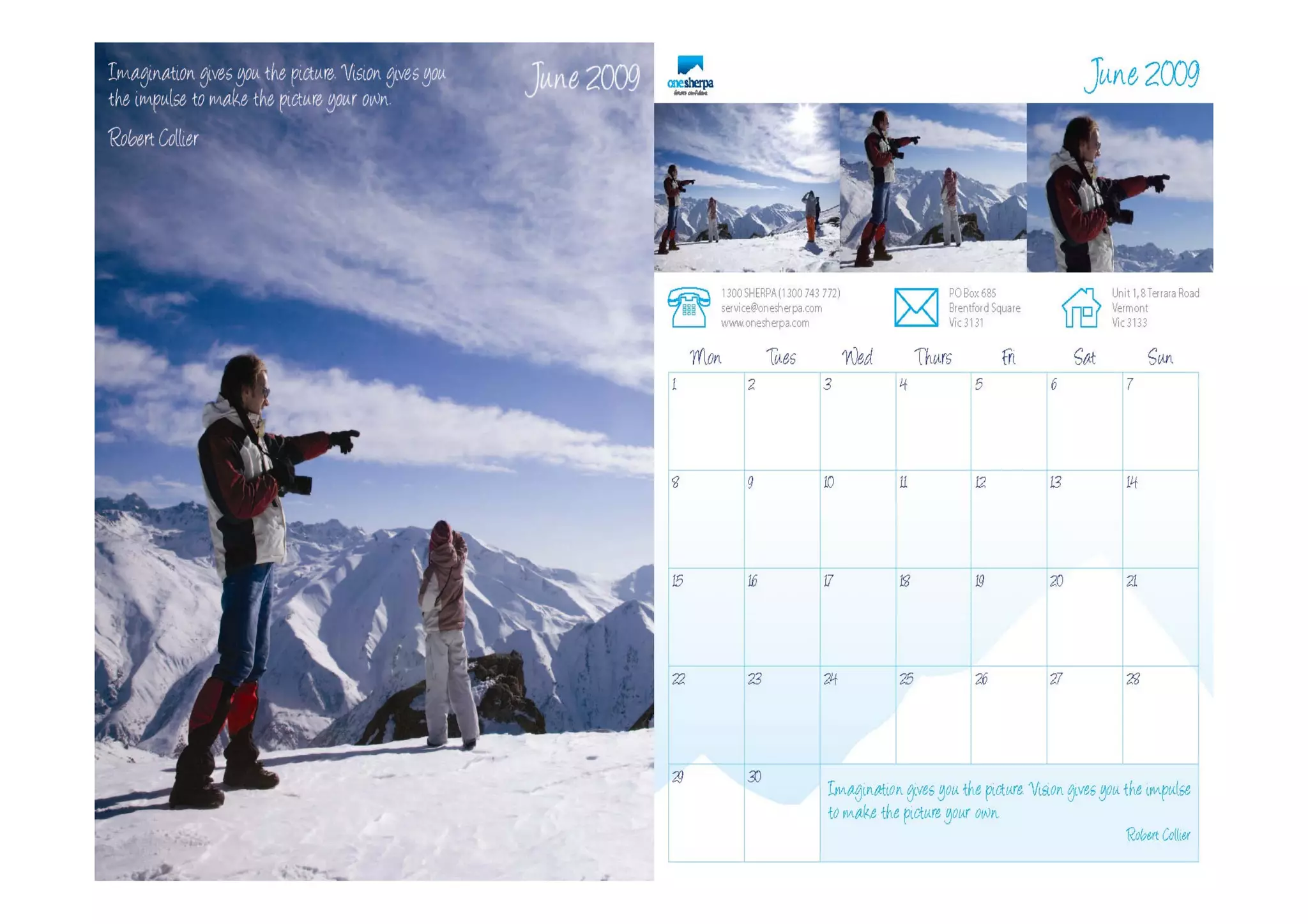 One Sherpa Calender