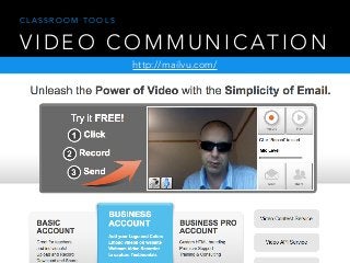 V I D E O C O M M U N I C AT I O N
http://mailvu.com/
C L A S S R O O M T O O L S
 