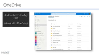 OneDrive
Add to shortcut to My
Files
(aka Add to OneDrive)
 