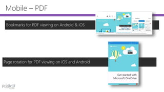 Page rotation for PDF viewing on iOS and Android
Bookmarks for PDF viewing on Android & iOS
Mobile – PDF
 