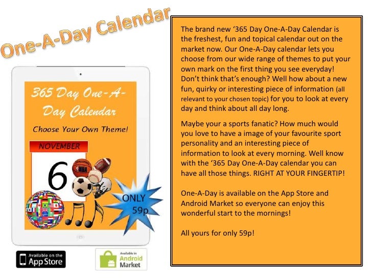 One a day calendar presentation