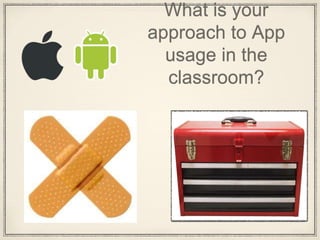 What is your
approach to App
usage in the
classroom?
 
