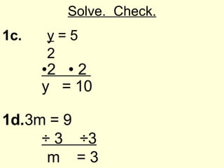 One And Two Step Equations | PPT
