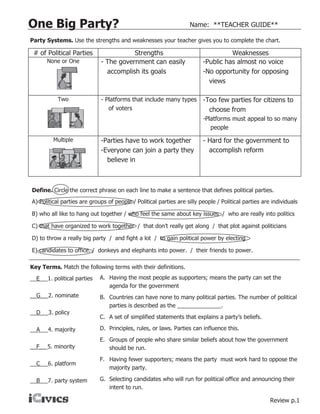 One Big Party iCivics | PDF One Big Party iCivics | PDF