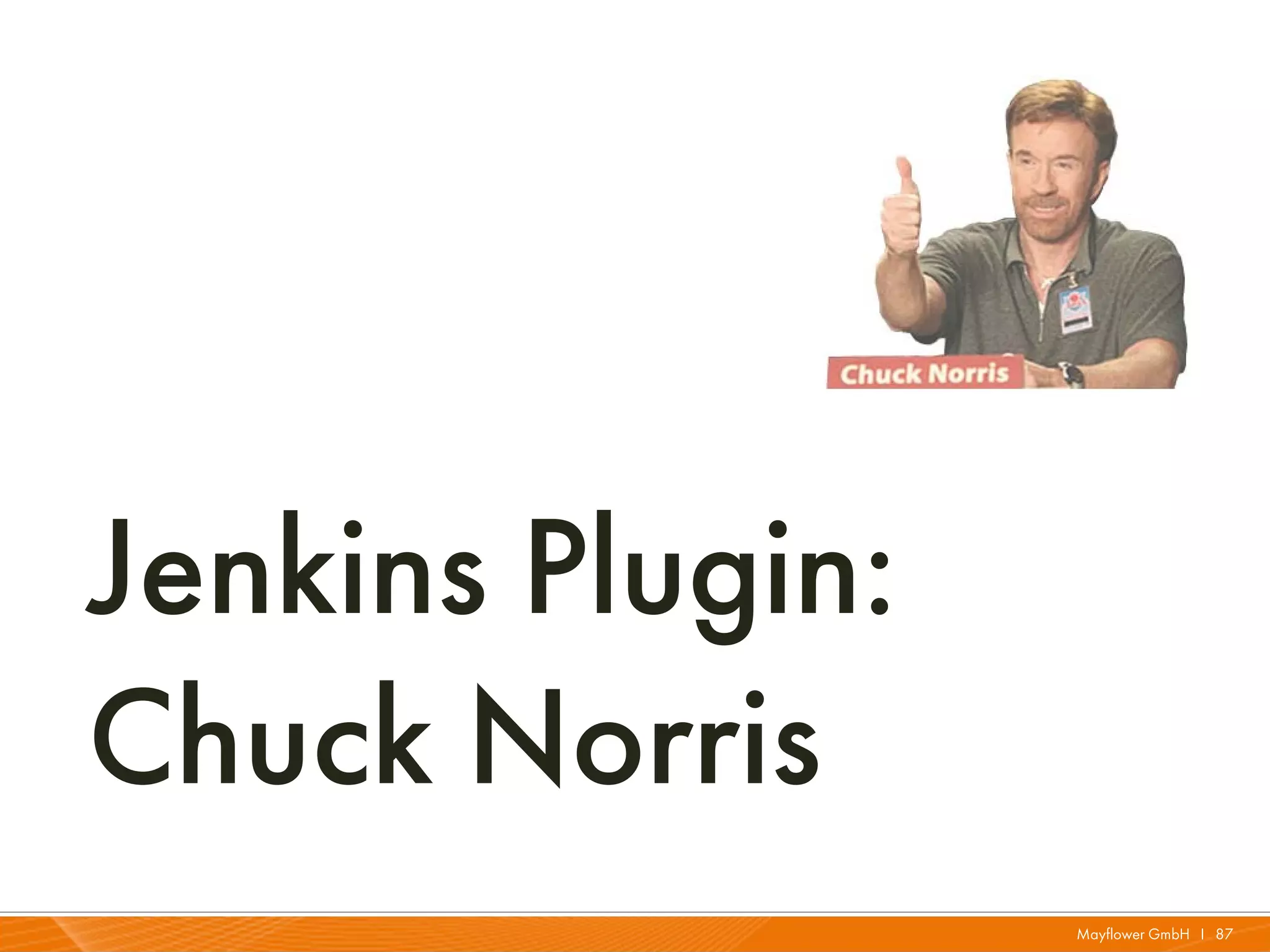 Jenkins Plugin:
Chuck Norris
                  Mayflower GmbH I 87
 