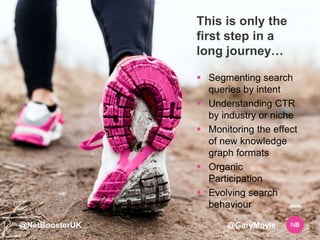 This is only the 
first step in a 
long journey… 
 Segmenting search 
queries by intent 
 Understanding CTR 
by industry...