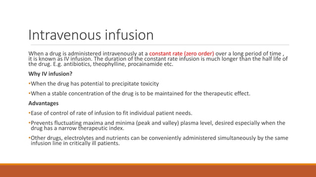 One compartment model IV Infusion | PPTX | Chemistry | Science