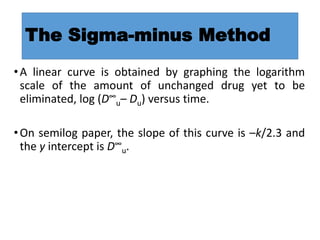The Sigma-minus Method
Sigma-minus method, or the amount of drug remaining to be
excreted method, for the calculation of t...