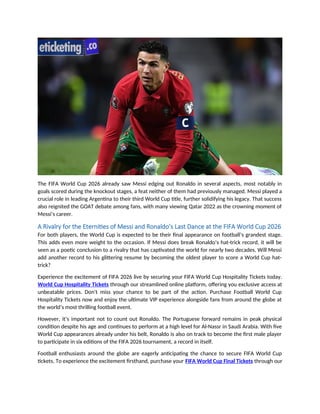 Portugal Football World Cup Tickets: One Cristiano Ronaldo record that