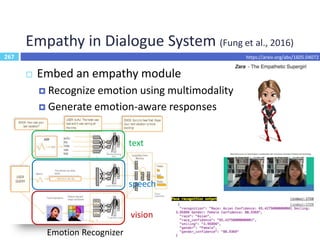 268
Outline
 Dialogue System Evaluation
 Recent Trends
 End-to-End Learning for Dialogue System
 Multimodality
 Dialo...
