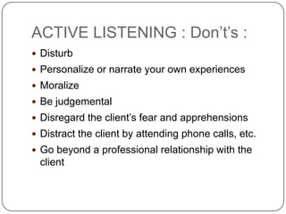 One day couselling training among T