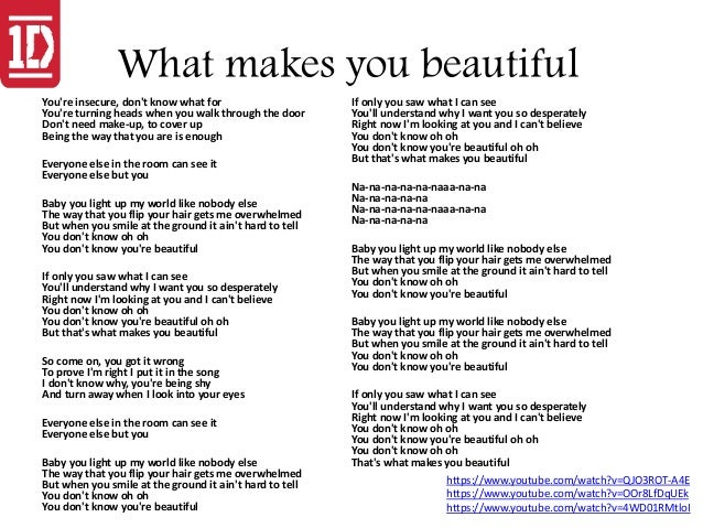 Images Of One Direction What Makes You Beautiful Lyrics To Print