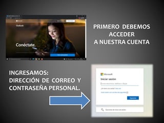 PRIMERO DEBEMOS
ACCEDER
A NUESTRA CUENTA
INGRESAMOS:
DIRECCIÓN DE CORREO Y
CONTRASEÑA PERSONAL.