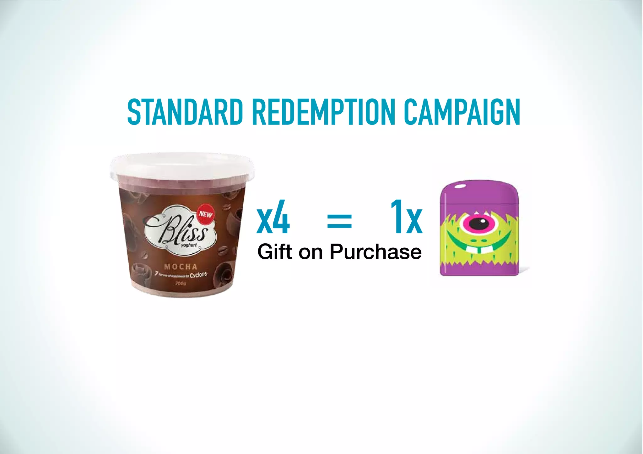 STANDARD REDEMPTION CAMPAIGN

         x4 = 1x
         Gift on Purchase
 
