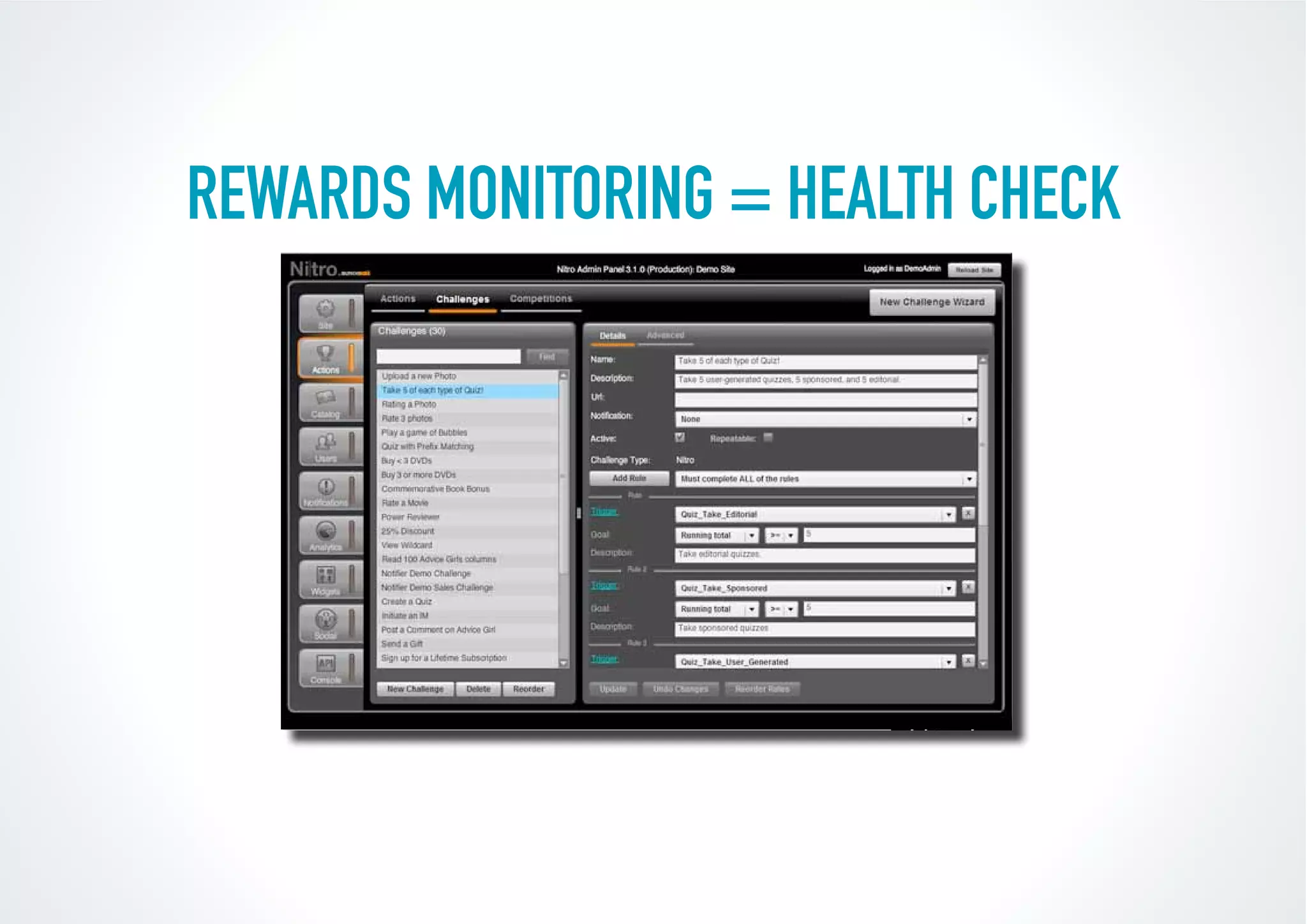 REWARDS MONITORING = HEALTH CHECK
 