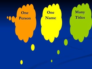 Many Titles One Name One Person 