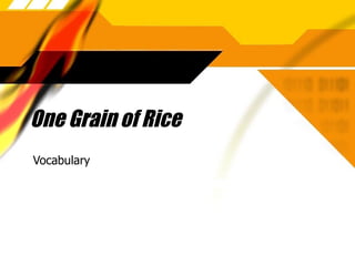 One Grain of Rice Vocabulary 