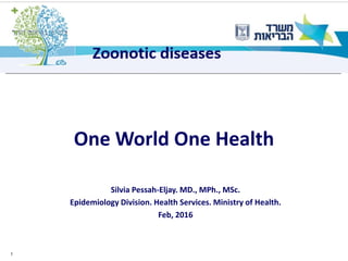 1
One World One Health
Silvia Pessah-Eljay. MD., MPh., MSc.
Epidemiology Division. Health Services. Ministry of Health.
Feb, 2016
 