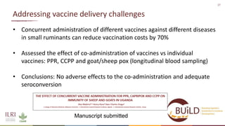 17
Addressing vaccine delivery challenges
• Concurrent administration of different vaccines against different diseases
in ...