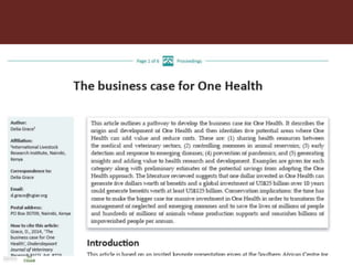 One Health approaches to different problems: Work at the International Livestock Research Institute