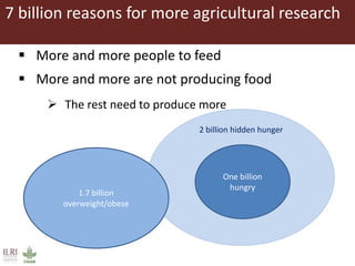 One Health approaches to different problems: Work at the International Livestock Research Institute