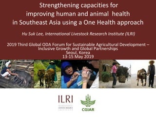 Strengthening capacities for
improving human and animal health
in Southeast Asia using a One Health approach
Hu Suk Lee, International Livestock Research Institute (ILRI)
2019 Third Global ODA Forum for Sustainable Agricultural Development –
Inclusive Growth and Global Partnerships
Seoul, Korea
13-15 May 2019
 