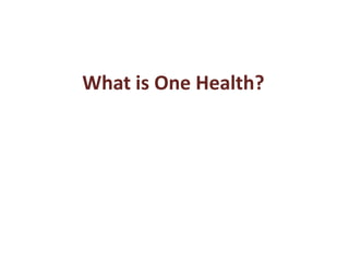 One Health: Concept and applications
