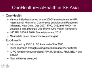 EcoHealth and One Health – Moving from concepts to implementation: “Learning by doing” through case studies