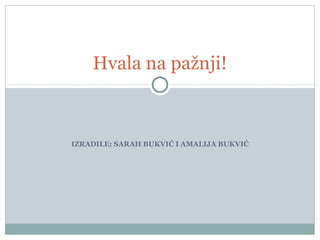 Hvala na pažnji!

IZRADILE: SARAH BUKVIĆ I AMALIJA BUKVIĆ

 