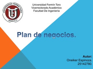 Universidad Fermín Toro
Vicerrectorado Académico
Facultad De Ingeniería
Autor:
Oneiker Espinoza.
25142780.
 