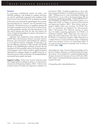 Lateral resolution and lithological interpretation of surface wave profi ling